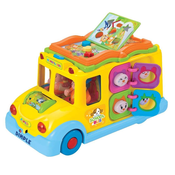 Educational Interactive School Bus Toy with Tons of Flashing Lights, Sounds, Responsive Gears and Knobs to Play with, Tons of Fun, Great for Kids and Toddlers by Dimple
