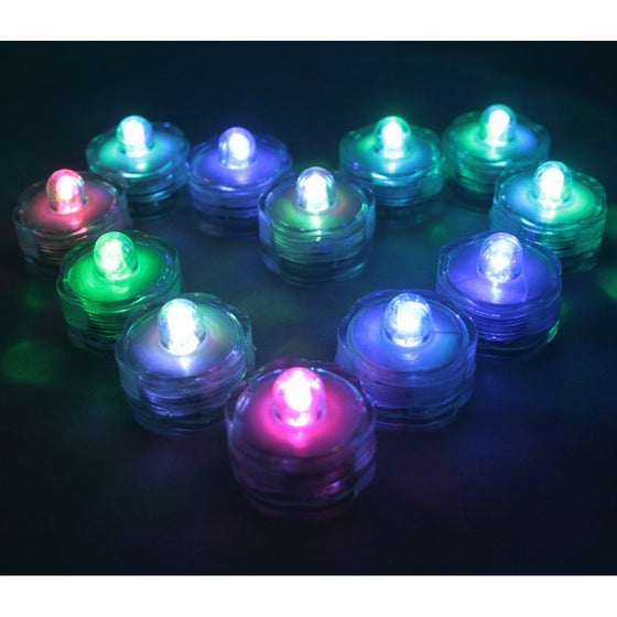 BlueDot Trading Submersible Tea Lights, Multicolor, 12-Pack