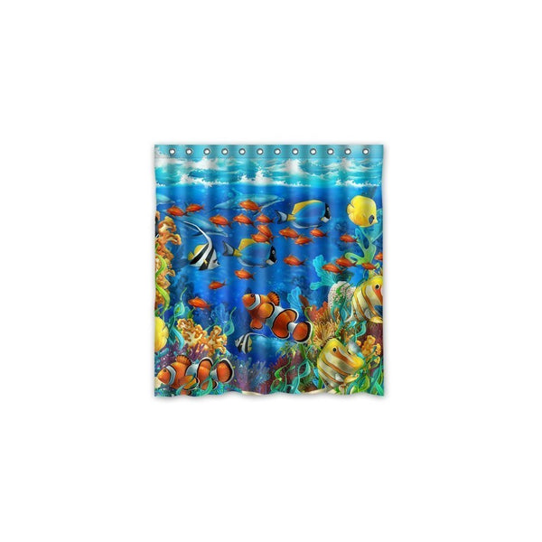 Winterby Custom Blue Ocean Tropical Fish Coral Undersea World Waterproof Fabric Bathroom Shower Curtain 66" x 72"