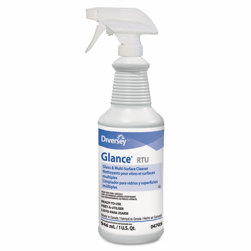 Diversey 04705 Glance Glass & Multi-Surface Cleaner, Original, 32 Oz Spray Bottle (Case of 12)