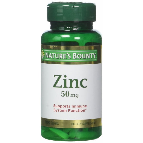 Nature's Bounty Zinc (Zinc Gluconate) 50mg, 400 Caplets (4 X 100 Count Bottles)