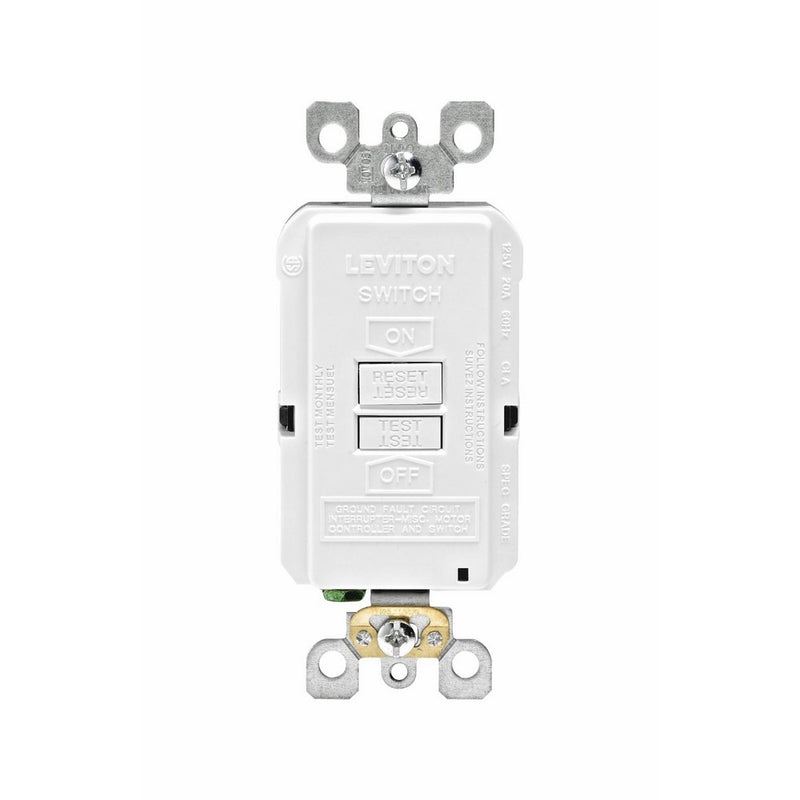 Leviton GFRBF-W Self-Test SmartlockPro Slim Blank Face GFCI Receptacle with LED Indicator, 20 Amp, White