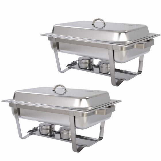 Giantex 2 Pack of 9 Quart Stainless Steel Rectangular Chafing Dish Full Size