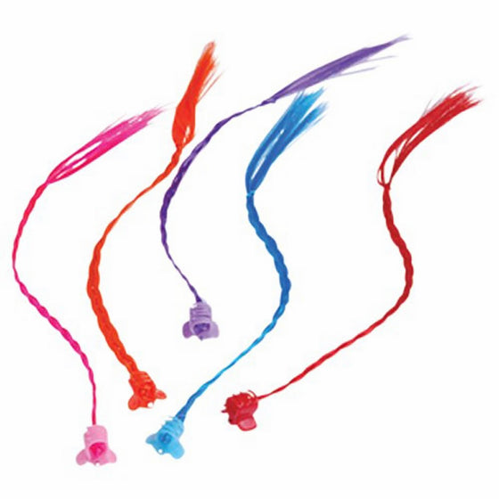 Fun Express - Neon Nylon Braided Hair Pieces,Assorted Colors, 11" L (2-Pack of 12)