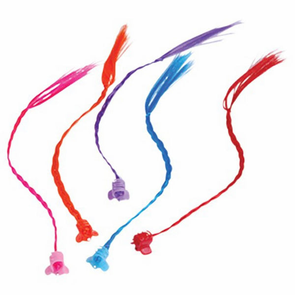 Fun Express - Neon Nylon Braided Hair Pieces,Assorted Colors, 11" L (2-Pack of 12)