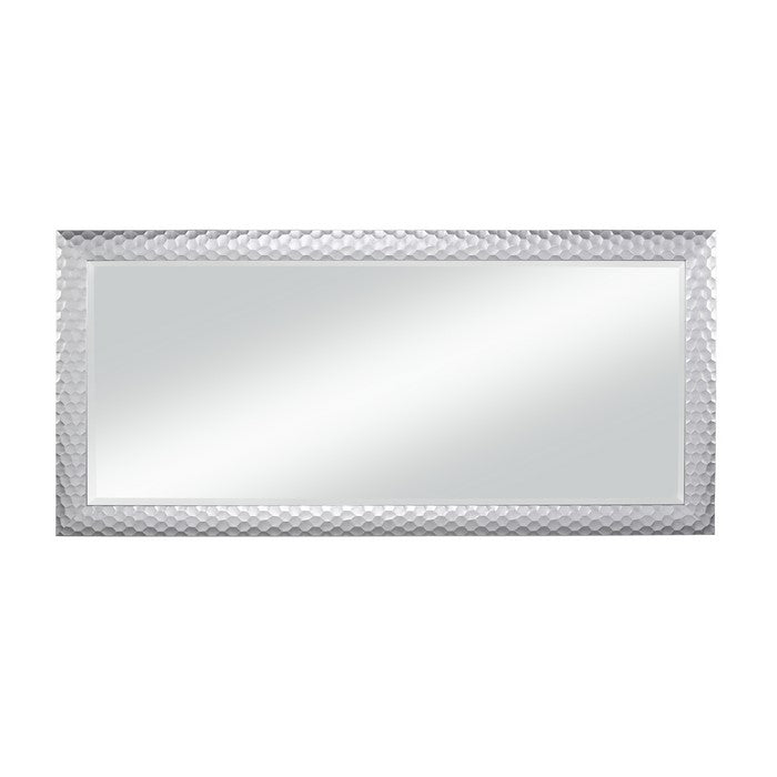Stylish Rectangular Polystyrene Framed Leaner Mirror, Metallic Silver