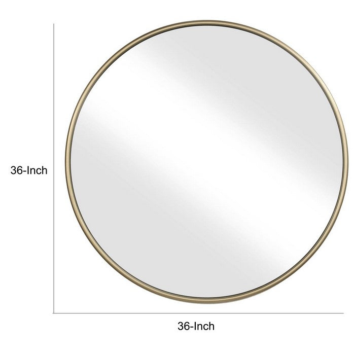 Contemporary Style Round Metal Framed Wall Mirror, Large, Gold and Silver