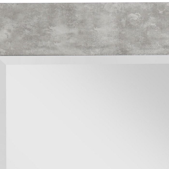 Polystyrene Wall Mirror with Hammered Ripple Design, Gray and Silver
