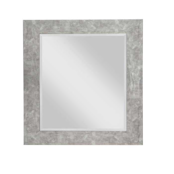 Polystyrene Wall Mirror with Hammered Ripple Design, Gray and Silver