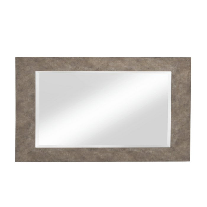 Polystyrene Wall Mirror with Hammered Ripple Design, Brown and Silver