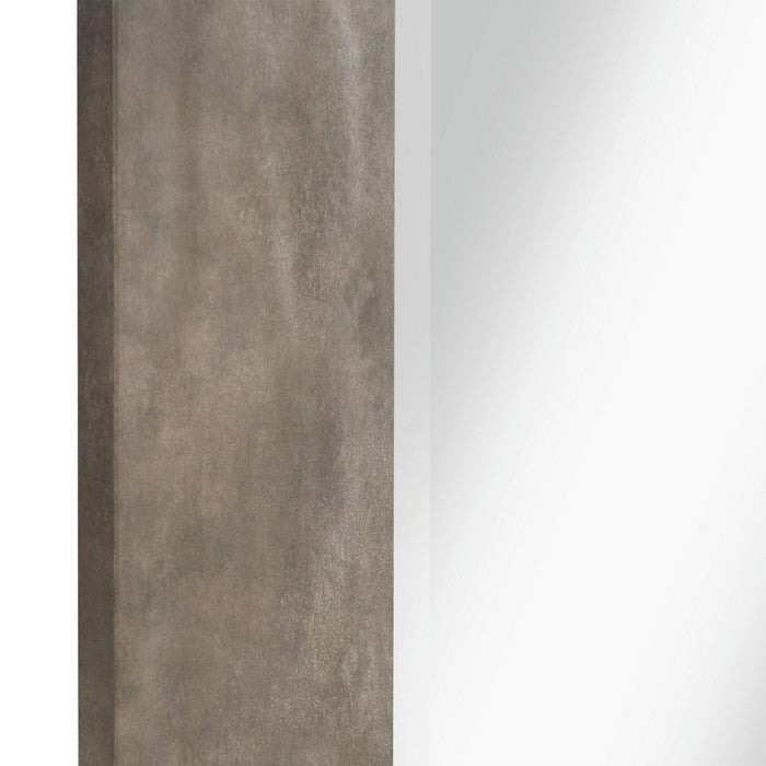 Polystyrene Wall Mirror with Hammered Ripple Design, Brown and Silver