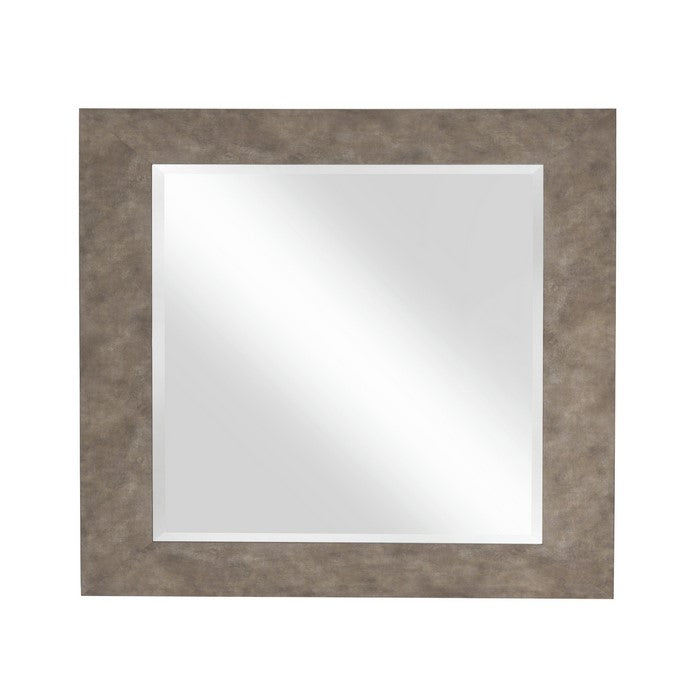 Polystyrene Wall Mirror with Hammered Ripple Design, Brown and Silver