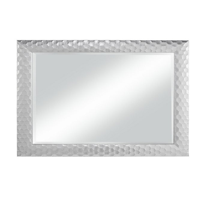 Polystyrene Wall Mirror with Octagonal Mosaic Pattern, Metallic Silver