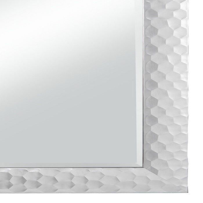 Polystyrene Wall Mirror with Octagonal Mosaic Pattern, Metallic Silver