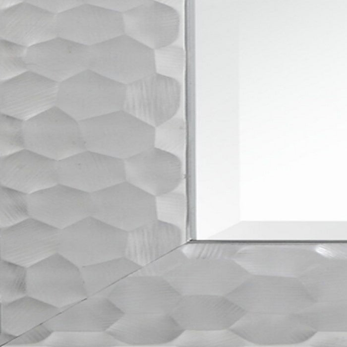 Polystyrene Wall Mirror with Octagonal Mosaic Pattern, Metallic Silver