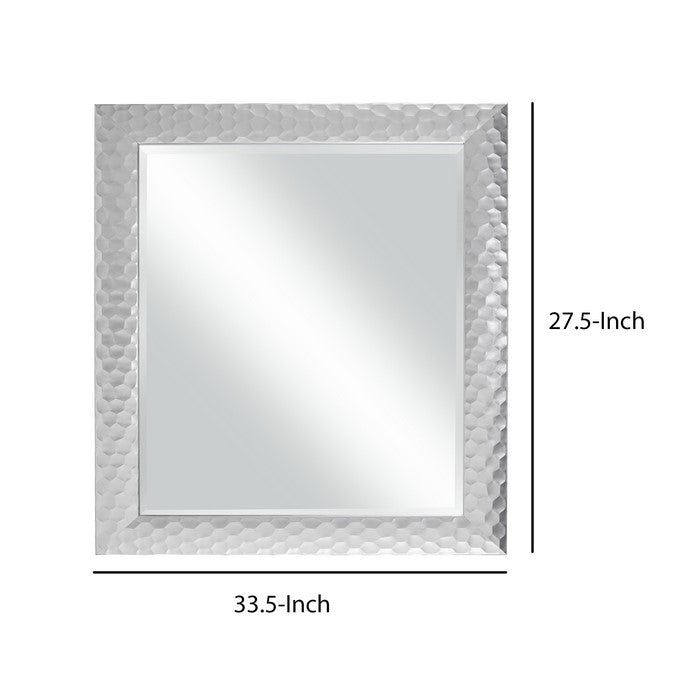 Polystyrene Wall Mirror with Octagonal Mosaic Pattern, Metallic Silver