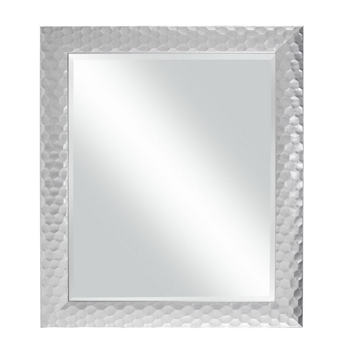 Polystyrene Wall Mirror with Octagonal Mosaic Pattern, Metallic Silver