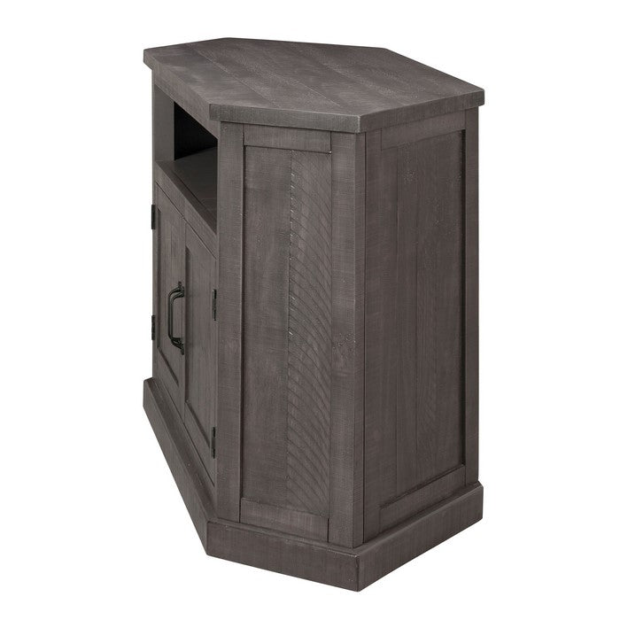 Rustic Style Wooden Corner TV Stand with 2 Door Cabinet, Gray