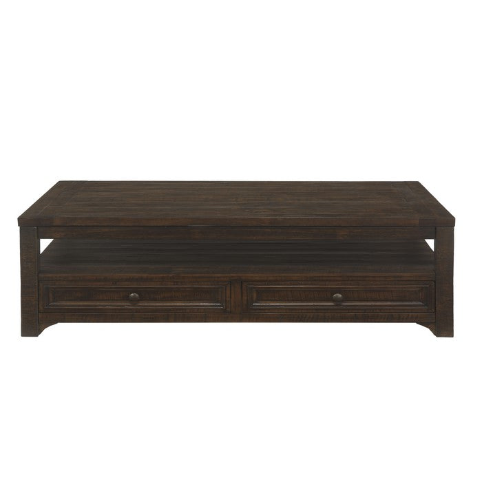 Rectangular Wooden Lift Top Coffee Table with 2 Drawers, Brown
