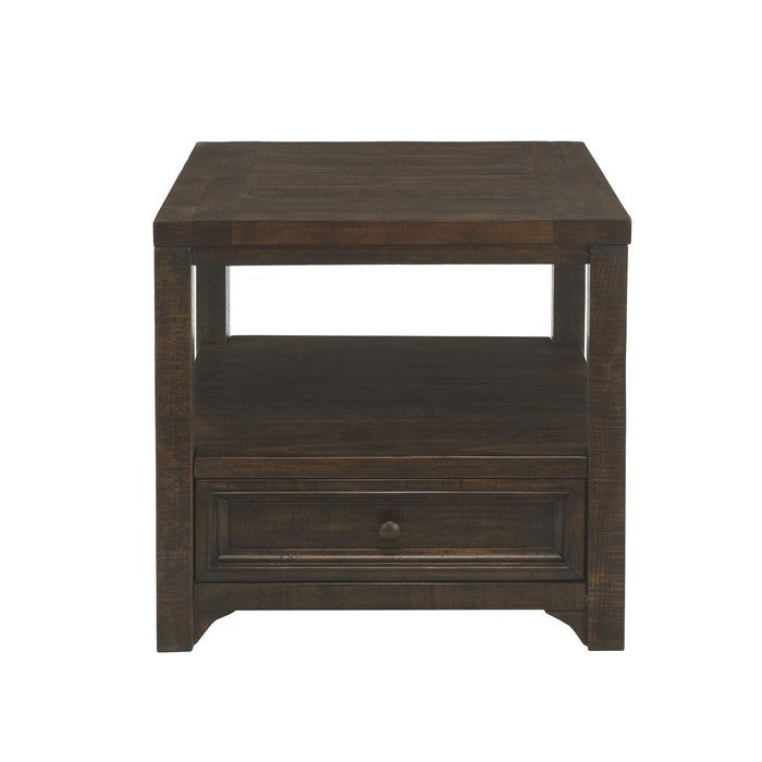 Rectangular Wooden End Table with 1 Drawer and 1 Open Shelf, Brown