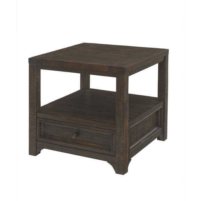 Rectangular Wooden End Table with 1 Drawer and 1 Open Shelf, Brown