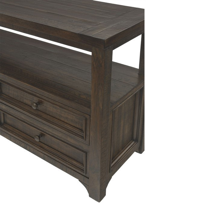 Rectangular Wooden Console Table with 4 Drawers and 1 Open Shelf, Brown