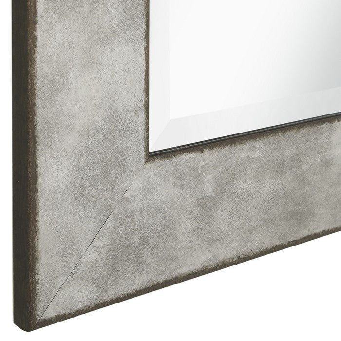 Stylish Rectangular Polystyrene Framed Leaner Mirror, Rusted Metal