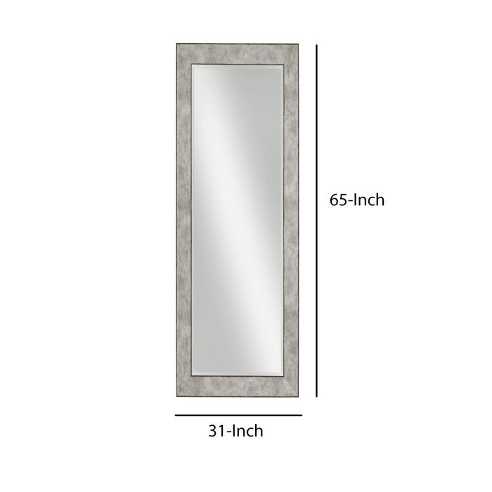 Stylish Rectangular Polystyrene Framed Leaner Mirror, Rusted Metal
