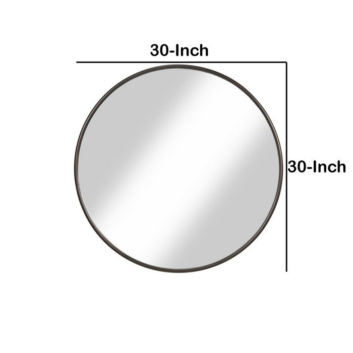Contemporary Round Metal Framed Wall Mirror, Small, Bronze and Silver