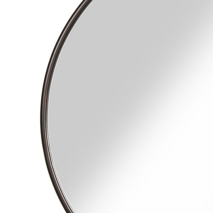 Contemporary Round Metal Framed Wall Mirror, Large, Bronze and Silver