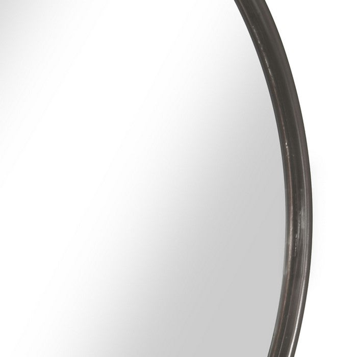 Contemporary Round Metal Framed Wall Mirror, Large, Bronze and Silver