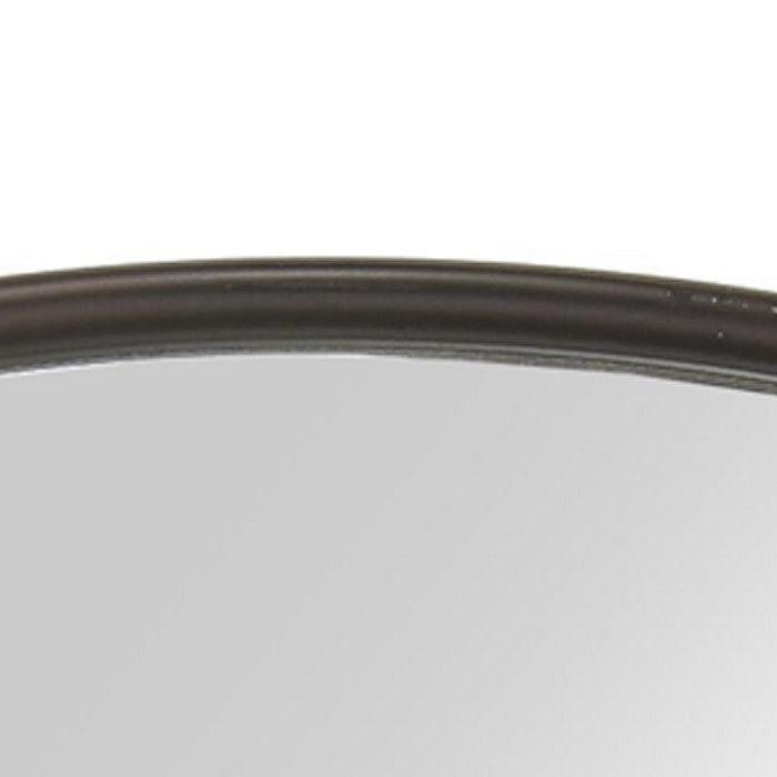 Contemporary Round Metal Framed Wall Mirror, Large, Bronze and Silver
