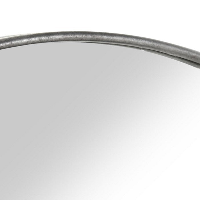 Contemporary Style Round Metal Framed Wall Mirror, Large, Antique Silver
