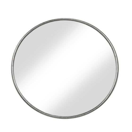 Contemporary Style Round Metal Framed Wall Mirror, Large, Antique Silver