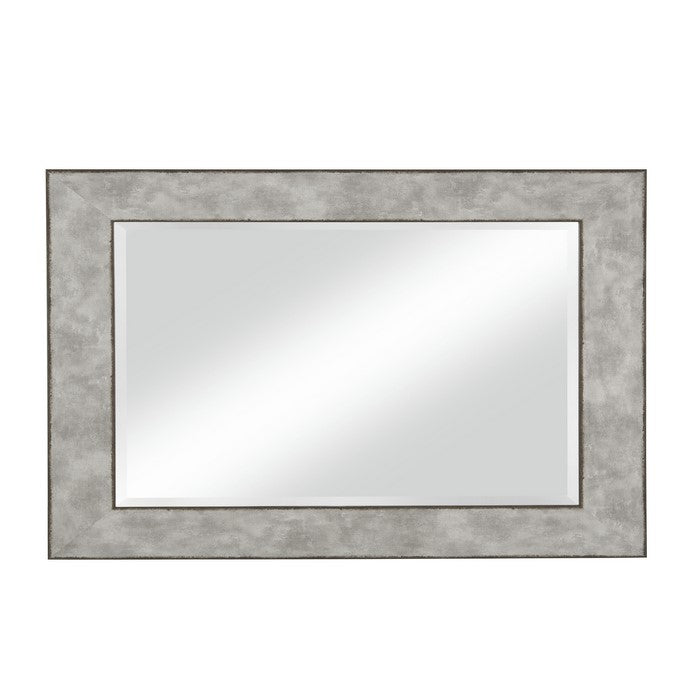 Polystyrene Wall Mirror with Hammered Ripple Design,  Distressed Silver