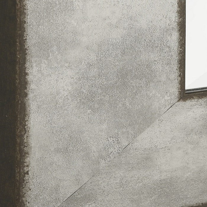 Polystyrene Wall Mirror with Hammered Ripple Design,  Distressed Silver