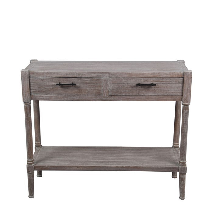 Wooden Console Table with Two Drawers and One Open Shelf, Brown