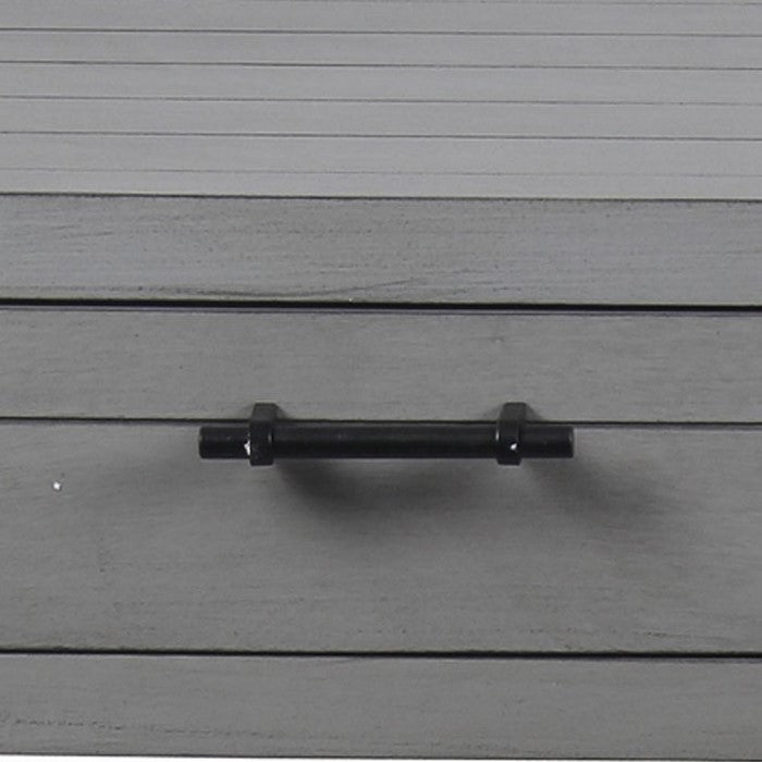 Wooden Console Table with Two Drawers and One Open Shelf, Gray