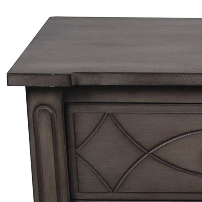 Wooden Console Table with Two Drawers and One Open Shelf, Brown