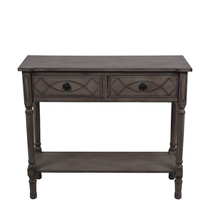 Wooden Console Table with Two Drawers and One Open Shelf, Brown