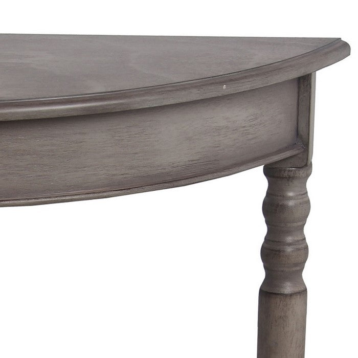 Traditional Wooden Console Table with Half Round Shape Top, Gray
