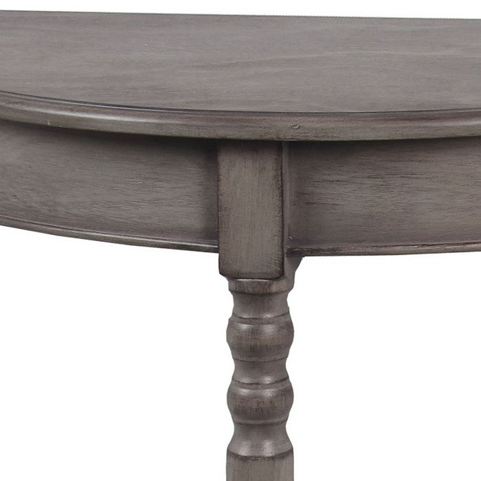 Traditional Wooden Console Table with Half Round Shape Top, Gray