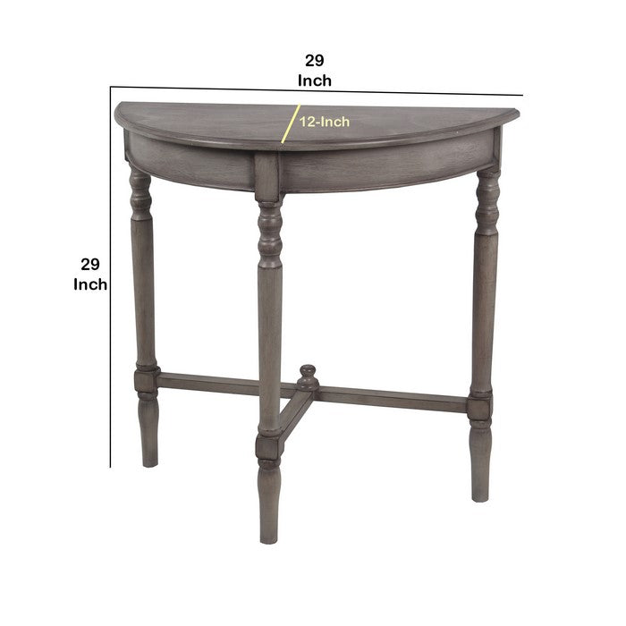 Traditional Wooden Console Table with Half Round Shape Top, Gray
