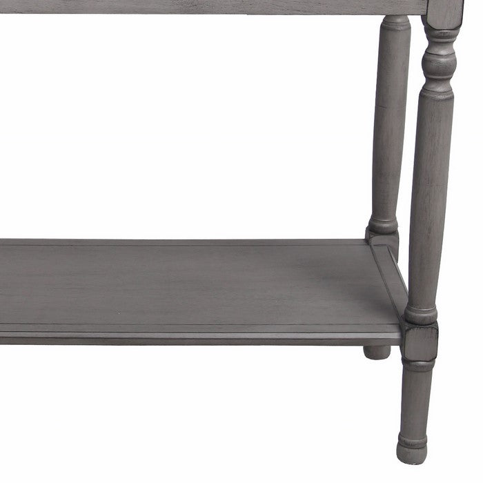 Transitional Wooden Console Table with 2 Louvered Front Drawers, Gray