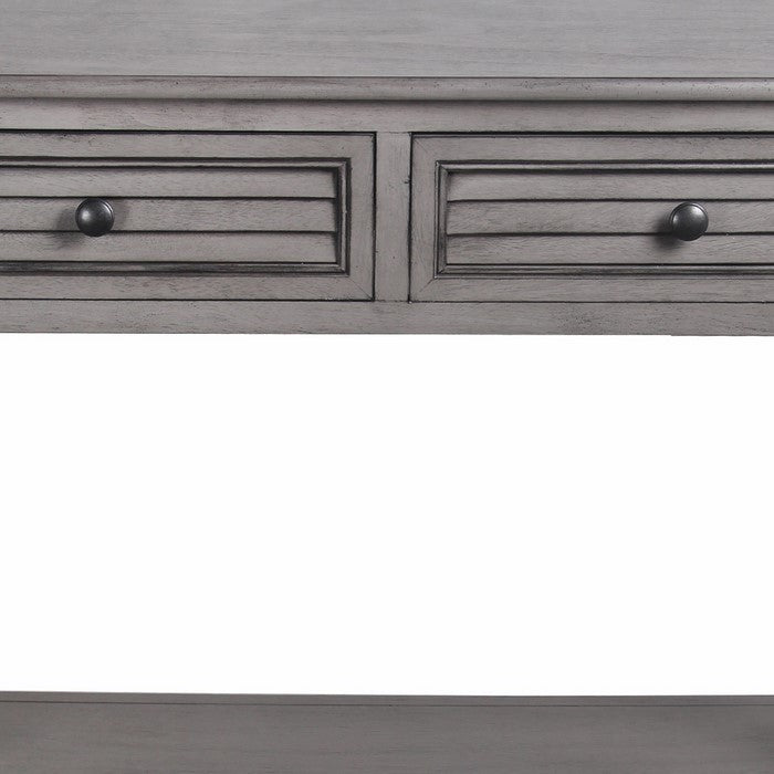 Transitional Wooden Console Table with 2 Louvered Front Drawers, Gray
