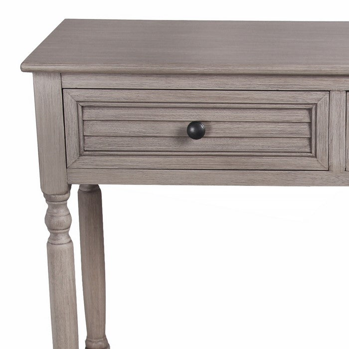 Wooden Console Table with 2 Louvered Drawers and 1 Open Shelve, Gray