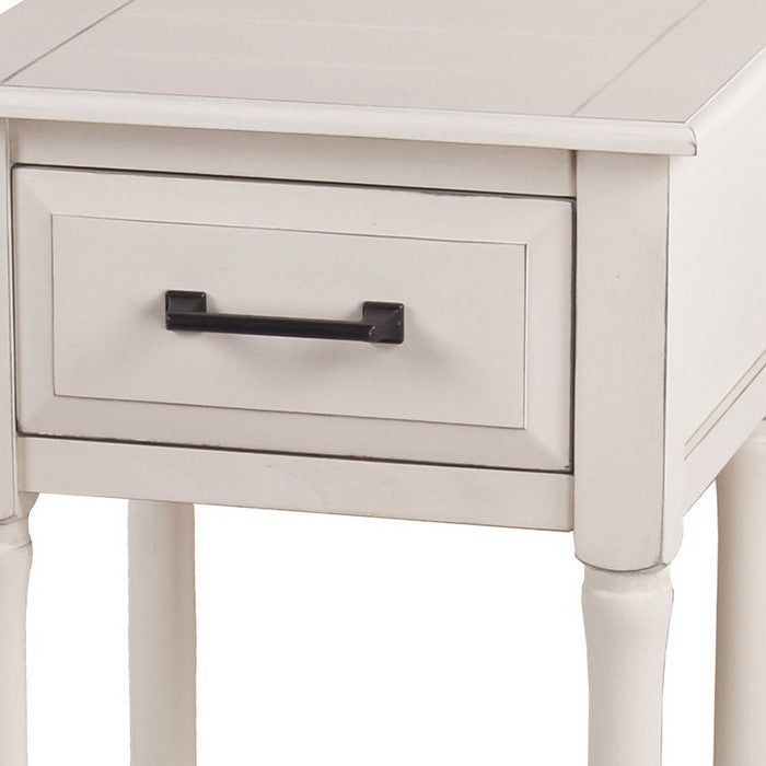 Wooden Accent Table with 1 Spacious Drawer and Open Shelve, White