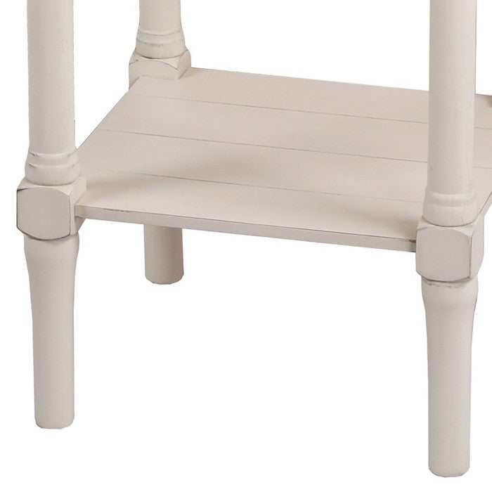 Wooden Accent Table with 1 Spacious Drawer and Open Shelve, White