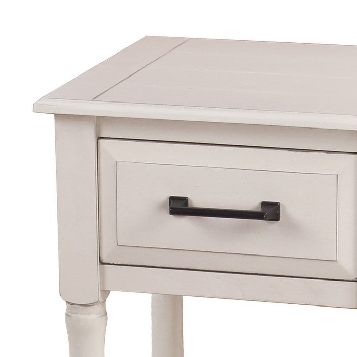 Wooden Accent Table with 1 Spacious Drawer and Open Shelve, White