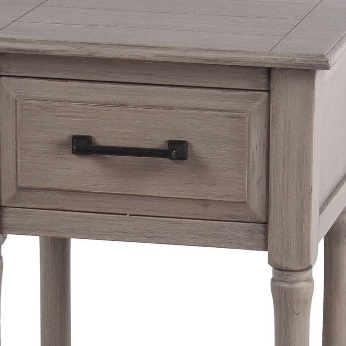 Wooden Accent Table with 1 Spacious Drawer and Open Shelve, Brown